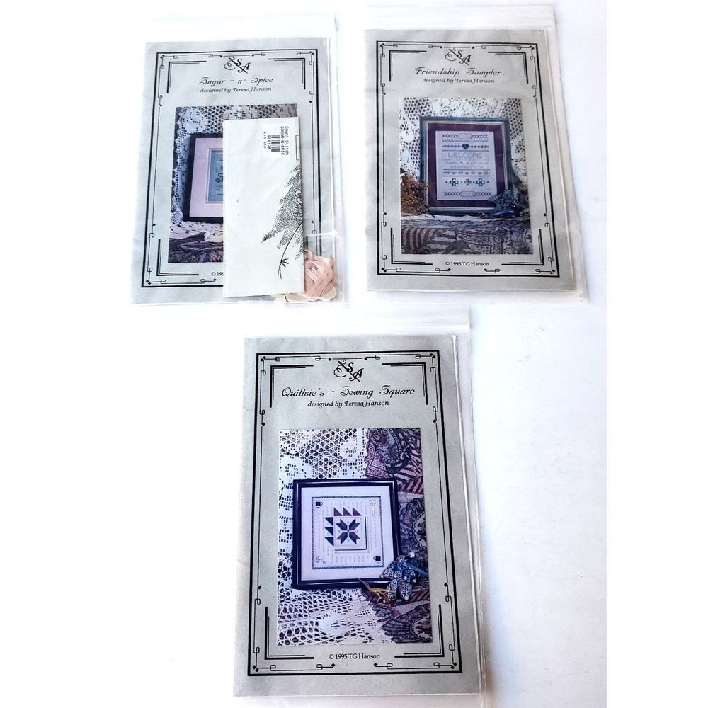 Stitchers Attic Lot of 3 Designs Quiltsie's Sewing Square Pattern 1990's OOP VTG